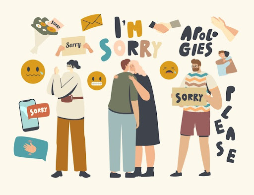 graphic showing people overcommunicating feelings like im sorry 